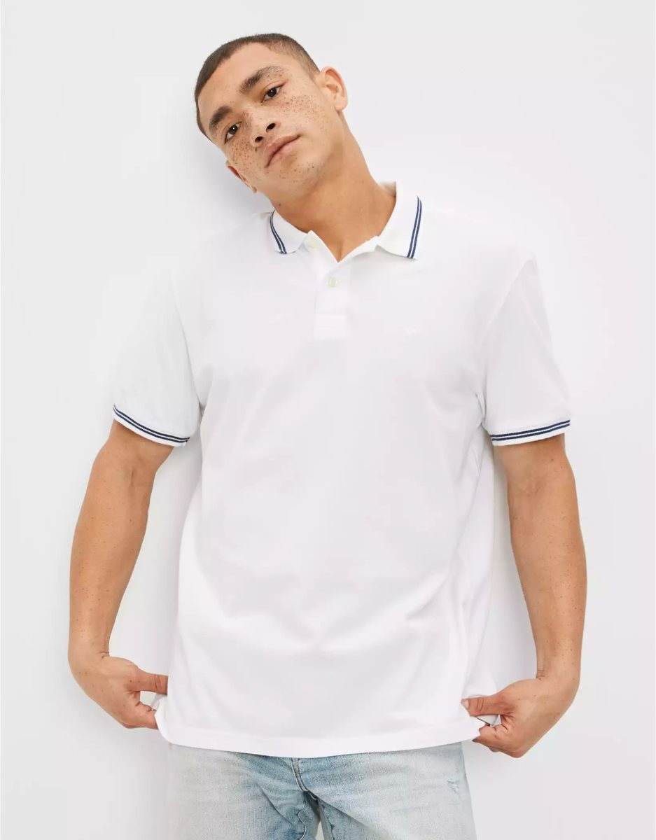 Polos American Eagle AE Super Soft Legend Pique Blanche Homme | HBZ-01784765